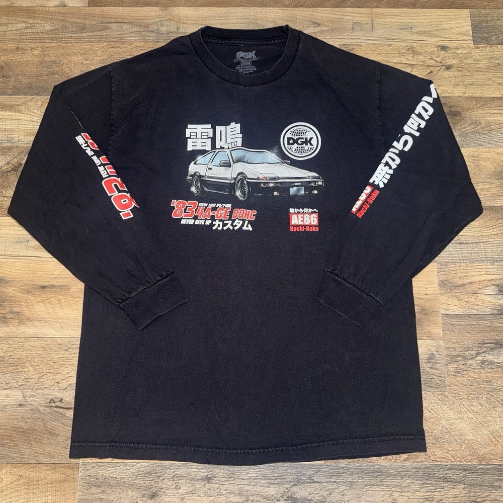 DGK 83' Toyota AE86 Japanese Street Racer Car Size Large Black Long Sleeve Shirt